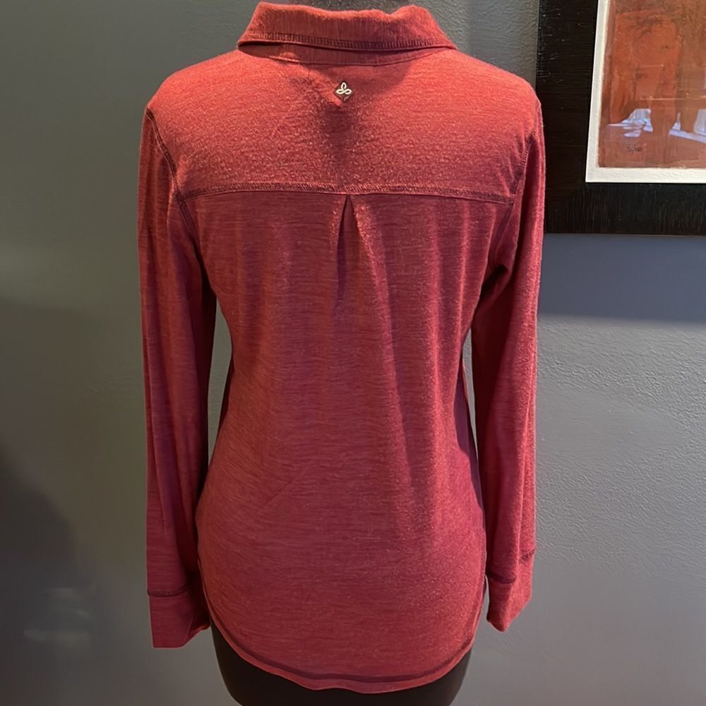 PrAna deep raspberry button placket chest pocket … - image 4